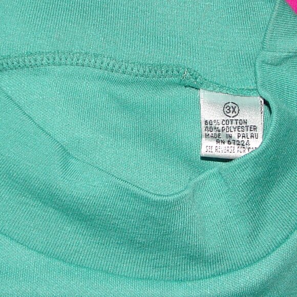 Vtg International Sportswear Mock Neck Pullover TOP, Plus Size 3X, Seafoam Green - Picture 5 of 6